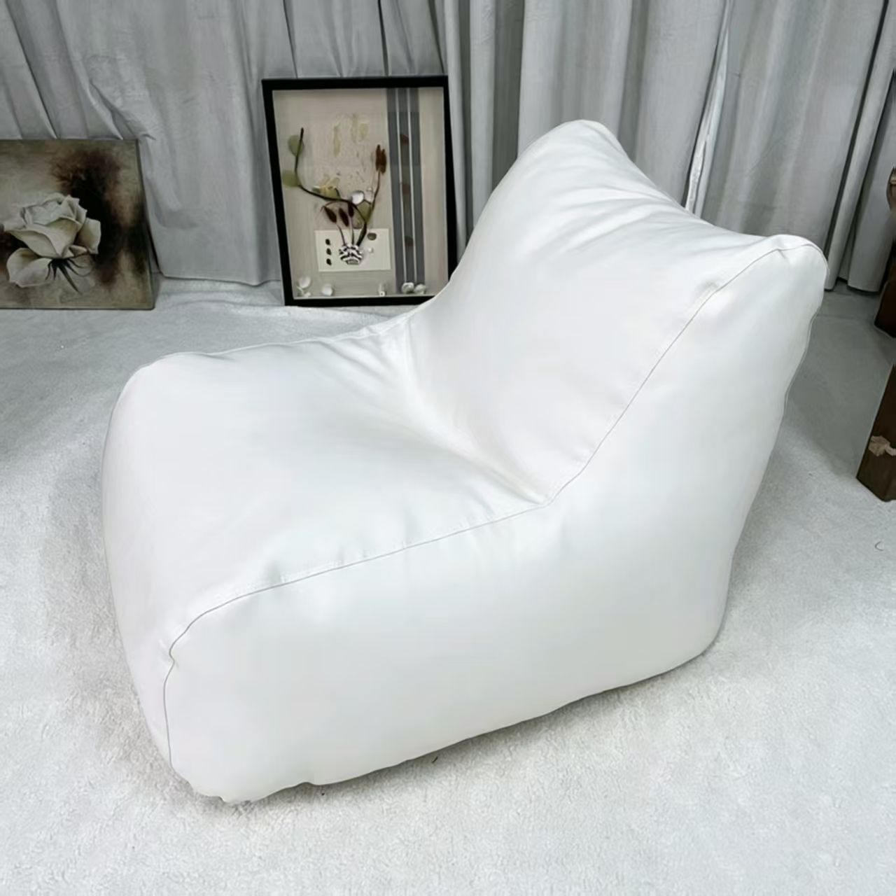 Orange bean bag chair usage scene